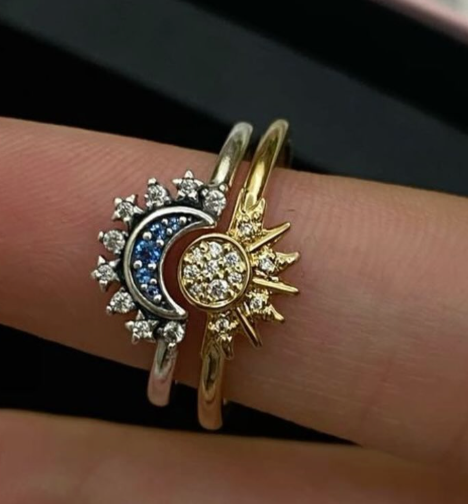 Almas Cósmicas – Set de Anillos Sol & Luna